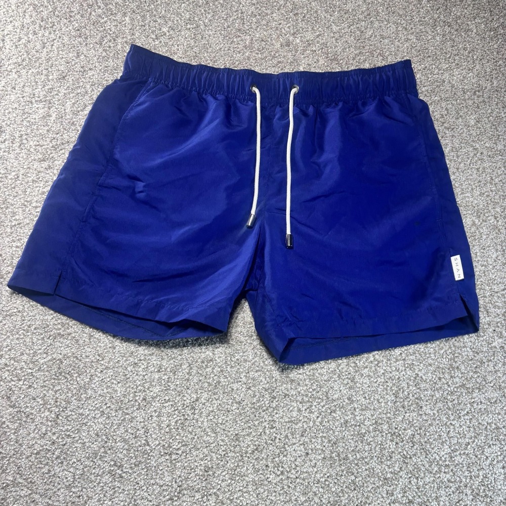 Shan Shorts Mens XL Blue Swim Trunks Drawstring‎ Lined Mesh Pockets Made Canada